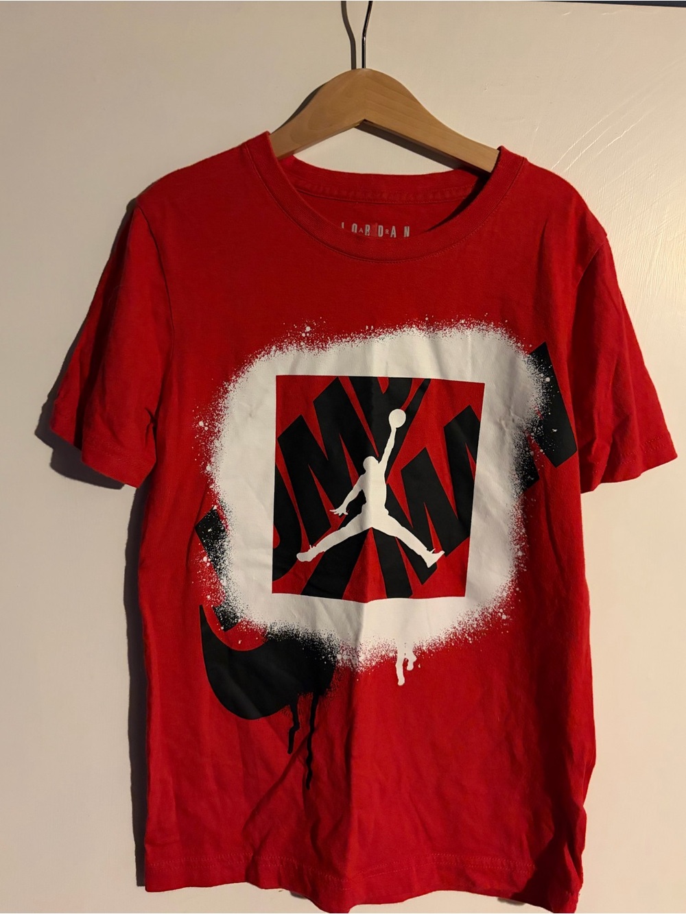 Jordan Red Short-Sleeve Tee with White & Black Graphic
